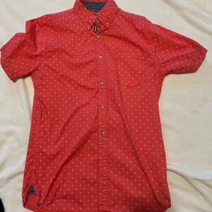 Lee Men's Red Patterned Button Down Shirt